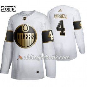 Barn Ishockey Edmonton Oilers tröja Kris Russell 4 Adidas 2019-20 Golden Edition Vit Authentic